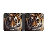 LPSADGF Draw Two Cats Men's Wallet Leather Money Clip Slim Passcase With 6 Card Slots, 2 Hidden Pockets, Bengal Tiger, One Size, Modern