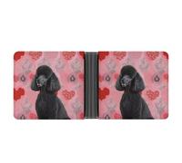 LPSADGF Draw Two Cats Men's Wallet Leather Money Clip Slim Passcase With 6 Card Slots, 2 Hidden Pockets, Poodles Dogs, One Size, Modern