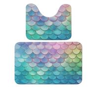 LPSADGF Dreamy Gradient Scales Bathroom Rug Set Soft Bath Rug Toilet Mat U-Shaped Bath Rugs Quickly Dry Mat for Bathroom, Tub, Washable, Super Absorbent Floor Mats 19.7"x31.5"