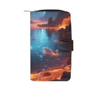 LPSADGF Fantasy Forest Wallet with 12 Card Slots - PU Leather Long Clutch Purse, Zipper Coin Holder & ID Window, Lightweight Travel Cash Wallet, Magic Lava Lake, 19.7x11x3.5cm, Modern