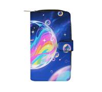 LPSADGF Fantasy Forest Wallet with 12 Card Slots - PU Leather Long Clutch Purse, Zipper Coin Holder & ID Window, Lightweight Travel Cash Wallet, Glistening Crystal Ball, 19.7x11x3.5cm, Modern