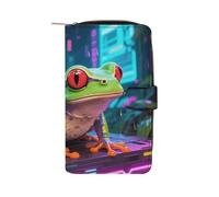 LPSADGF Fantasy Forest Wallet with 12 Card Slots - PU Leather Long Clutch Purse, Zipper Coin Holder & ID Window, Lightweight Travel Cash Wallet, Frog, 19.7x11x3.5cm, Modern