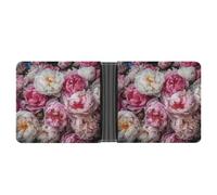 LPSADGF Fantasy Wolf Men's Wallet Leather Money Clip Slim Passcase With 6 Card Slots, 2 Hidden Pockets, Peach and White Peonies, One size, Modern