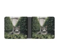 LPSADGF Fantasy Wolf Men's Wallet Leather Money Clip Slim Passcase With 6 Card Slots, 2 Hidden Pockets, Cat on the Ground, One size, Modern