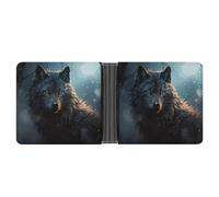 LPSADGF Fantasy Wolf Men's Wallet Leather Money Clip Slim Passcase With 6 Card Slots, 2 Hidden Pockets, Fantasy Wolf, One size, Modern