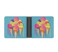 LPSADGF Fantasy Wolf Men's Wallet Leather Money Clip Slim Passcase With 6 Card Slots, 2 Hidden Pockets, Colorful Ice Cream, One size, Modern