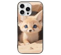 LPSADGF Fennec Fox Cub in Den for iPhone 16 Case, Slim Tempered Glass Back Protective Cover, Soft TPU Shockproof Protective Phone Case Black