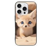 LPSADGF Fennec Fox Cub in Den for iPhone 16 Case, Slim Tempered Glass Back Protective Cover, Soft TPU Shockproof Protective Phone Case Black