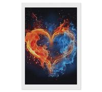 LPSADGF Fire and Water Heart Diamond Painting Kits for Adults 8"x12" Diamond Art Kits 5D Diamonds Painting DIY Full Drill Diamonds Paintings Flower Plant Gem Art and Crafts