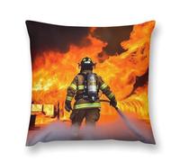 LPSADGF Firefighter Fireman Flame Throw Pillow Covers Farmhouse Cushion Cover Boho Plush Pillowcase Decorative Square Pillow Case for Couch Sofa Bed Living Room Home Decor 16 "x16