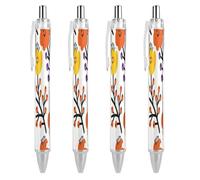 LPSADGF Flower Branch Pattern Cute Ballpoint Pens 4 PCS Retractable Smooth Writing Pens with Quick-Drying Ink, Comfort Grip Office Black Pens for Everyday Use, Bulk Office Supplies for Professionals