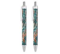 LPSADGF Flower Pattern Ballpoint Pens 2 PCS Retractable Smooth Writing Pens with Quick-Drying Ink, Comfort Grip Office Black Pens for Everyday Use, Bulk Office Supplies for Professionals