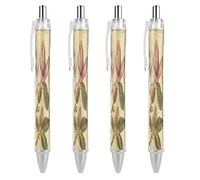 LPSADGF Flower Style Pictures Ballpoint Pens 4 PCS Retractable Smooth Writing Pens with Quick-Drying Ink, Comfort Grip Office Black Pens for Everyday Use, Bulk Office Supplies for Professionals