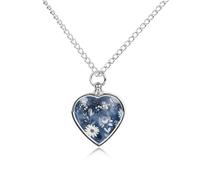 LPSADGF Flowers on Blue Background Pet Cremation Jewelry for Ashes, Pet Urn Necklace Dog Cat Ashes Holder Memorial Locket Pendant with Long Chain, Cremation Urn Necklace for Pets Lovers