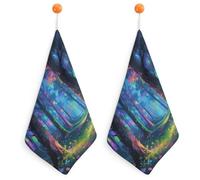 LPSADGF Fluorescent Forest Kitchen Hand Towels Absorbent Towels Quick-Drying Towel with Loop & Hook Soft Dish Cloths for Kitchen & Bathroom 2PCS