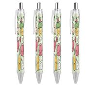 LPSADGF Food Doodle Drawing Ballpoint Pens 4 PCS Retractable Smooth Writing Pens with Quick-Drying Ink, Comfort Grip Office Black Pens for Everyday Use, Bulk Office Supplies for Professionals