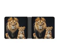 LPSADGF Football Goal Post Sports Area Men's Wallet Leather Money Clip Slim Passcase With 6 Card Slots, 2 Hidden Pockets, Mother lion and young lion, One Size, Modern