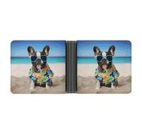 LPSADGF French Bulldog Summer Men's Wallet Leather Money Clip Slim Passcase With 6 Card Slots, 2 Hidden Pockets, french bulldog summer, One Size, Modern