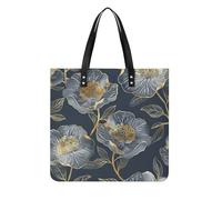 LPSADGF Fresh Strawberries And Leaves Tote Bags for Women Leather Handbag Makeup Bag with Magnetic Buckle Design Casual Bag, Gray and Gold, 39x39cm