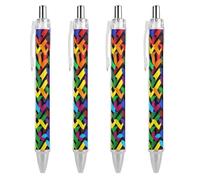 LPSADGF Gay Pride Rainbow Ballpoint Pens 4 PCS Retractable Smooth Writing Pens with Quick-Drying Ink, Comfort Grip Office Black Pens for Everyday Use, Bulk Office Supplies for Professionals