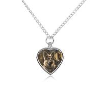 LPSADGF German Shepherd Pet Cremation Jewelry for Ashes, Pet Urn Necklace Dog Cat Ashes Holder Memorial Locket Pendant with Long Chain, Cremation Urn Necklace for Pets Lovers