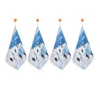 LPSADGF Glacier Penguins Kitchen Hand Towels Absorbent Towels Quick-Drying Towel with Loop & Hook Soft Dish Cloths for Kitchen & Bathroom 4PCS