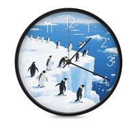 LPSADGF Glacier Penguins Wall Clock, Modern Small Wall Clocks 10 Inch, Round Silent Non-Ticking Analog Classic for Office, Home, Bathroom, Kitchen, Bedroom
