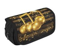 LPSADGF Gold Musical Note with Fallen Shiny Star Large Pencil Case High Capacity Pencil Pouch Aesthetic Holder Box Storage Bag Desk Organizer Marker Pouch Pen for Supplies Makeup Bag & Daily Use