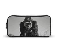 LPSADGF Gorilla in The Grass Pencil Pouch Large Capacity Pencil Case- Multi-Use Zippered Pen Organizer, Portable Makeup Bag & Travel Pouch for Office Stationery (8.7x4.7)
