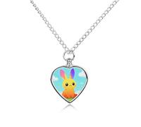 LPSADGF Gradient Cartoon Rabbit Pet Cremation Jewelry for Ashes, Pet Urn Necklace Dog Cat Ashes Holder Memorial Locket Pendant with Long Chain, Cremation Urn Necklace for Pets Lovers