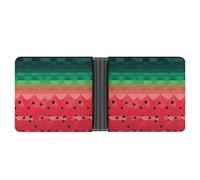 LPSADGF Gradient Watermelon Men's Wallet Leather Money Clip Slim Passcase With 6 Card Slots, 2 Hidden Pockets, Gradient watermelon, One Size, Modern