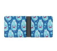 LPSADGF Gradient Watermelon Men's Wallet Leather Money Clip Slim Passcase With 6 Card Slots, 2 Hidden Pockets, Water Bottle Pattern, One Size, Modern