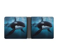 LPSADGF Gradient Watermelon Men's Wallet Leather Money Clip Slim Passcase With 6 Card Slots, 2 Hidden Pockets, Killer whale, One Size, Modern