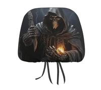 LPSADGF Grim Reaper Car Headrest Cover Universal Soft Car Seat Head Rest Cover Protector Fabric Head Rest Coverings for Cars Truck Auto Fashion Pattern Design