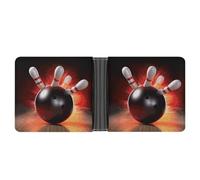 LPSADGF Grim Reaper Men's Wallet Leather Money Clip Slim Passcase With 6 Card Slots, 2 Hidden Pockets, Bowling Ball, One Size, Modern