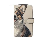 LPSADGF Hand Drawn Sketch Corgi Wallet with 12 Card Slots - PU Leather Long Clutch Purse, Zipper Coin Holder & ID Window, Lightweight Travel Cash Wallet, Hand Drawn Sketch Corgi, 19.7x11x3.5cm, Modern