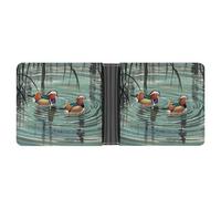LPSADGF Happy Irish Holidays Men's Wallet Leather Money Clip Slim Passcase With 6 Card Slots, 2 Hidden Pockets, Chinese style mandarin ducks, One Size, Modern