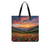 LPSADGF Happy Irish Holidays Tote Bags for Women Leather Handbag Makeup Bag with Magnetic Buckle Design Casual Bag, Cloud Garden at Sunset, 39x39cm