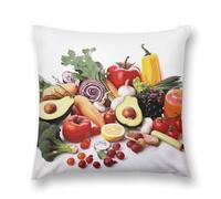 LPSADGF Healthy Food Throw Pillow Covers Farmhouse Cushion Cover Boho Plush Pillowcase Decorative Square Pillow Case for Couch Sofa Bed Living Room Home Decor 16 "x16