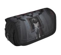 LPSADGF Horror Skull Theme Cat Large Pencil Case High Capacity Pencil Pouch Aesthetic Holder Box Storage Bag Desk Organizer Marker Pouch Pen for Supplies Makeup Bag & Daily Use