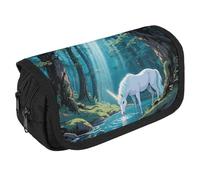LPSADGF Horse in The Ancient Forest Large Pencil Case High Capacity Pencil Pouch Aesthetic Holder Box Storage Bag Desk Organizer Marker Pouch Pen for Supplies Makeup Bag & Daily Use