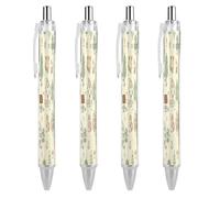 LPSADGF Houses And Trees Ballpoint Pens 4 PCS Retractable Smooth Writing Pens with Quick-Drying Ink, Comfort Grip Office Black Pens for Everyday Use, Bulk Office Supplies for Professionals