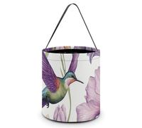 LPSADGF Hummingbirds Irises Flowers Halloween Tote Bags for Trick Or Treating - Large Capacity Candy Buckets with Handles
