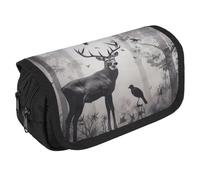LPSADGF Hunting Silhouette of Deer Large Pencil Case High Capacity Pencil Pouch Aesthetic Holder Box Storage Bag Desk Organizer Marker Pouch Pen for Supplies Makeup Bag & Daily Use