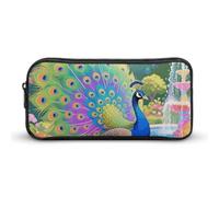 LPSADGF Indian Peacock Pencil Pouch Large Capacity Pencil Case- Multi-Use Zippered Pen Organizer, Portable Makeup Bag & Travel Pouch for Office Stationery (8.7x4.7)
