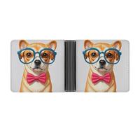 LPSADGF Indigenous People And Wolves Men's Wallet Leather Money Clip Slim Passcase With 6 Card Slots, 2 Hidden Pockets, Pet dog soft bow tie, oversized glasses, One Size, Modern