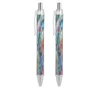 LPSADGF Ink Style Pictures Ballpoint Pens 2 PCS Retractable Smooth Writing Pens with Quick-Drying Ink, Comfort Grip Office Black Pens for Everyday Use, Bulk Office Supplies for Professionals