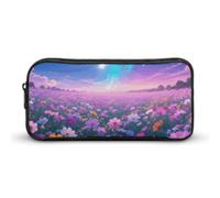 LPSADGF Iridescent Starry Flower Field Pencil Pouch Large Capacity Pencil Case- Multi-Use Zippered Pen Organizer, Portable Makeup Bag & Travel Pouch for Office Stationery (8.7x4.7)