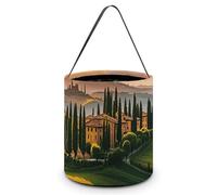 LPSADGF Italy Tuscan Halloween Tote Bags for Trick Or Treating - Large Capacity Candy Buckets with Handles