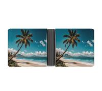 LPSADGF Italy Tuscan Men's Wallet Leather Money Clip Slim Passcase With 6 Card Slots, 2 Hidden Pockets, Palm Tree Hawaii Beach, One Size, Modern